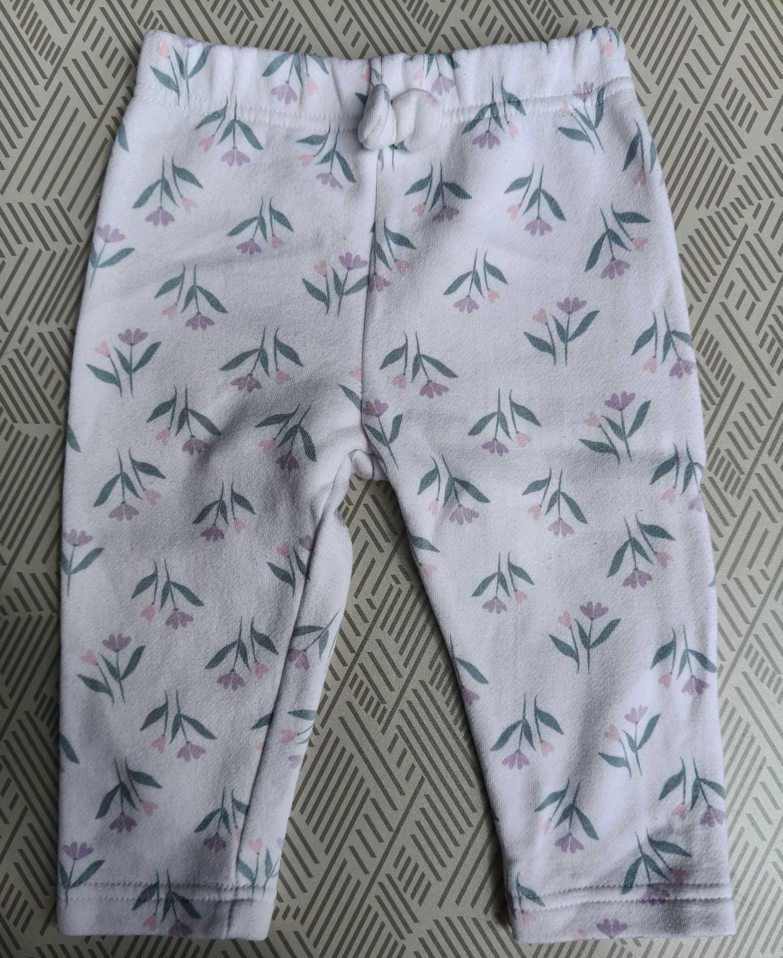 Pantalon chaud fille Bub'l blanc fleurs 12 mois
